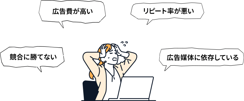 広告費が高い リピート率が悪い 広告媒体に依存している 競合に勝てない